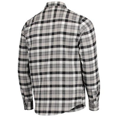 Shop Antigua Black/gray Los Angeles Kings Ease Plaid Button-up Long Sleeve Shirt