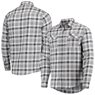 Shop Antigua Gray/white Colorado Rockies Ease Flannel Button-up Long Sleeve Shirt