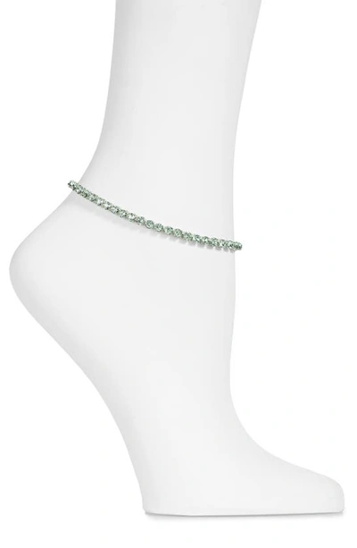 Shop Amina Muaddi Tennis Anklet In Chrysolite Crystals Sil Base