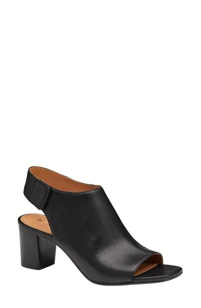 Shop Johnston & Murphy Evelyn Open Toe Sandal Bootie In Black Glove