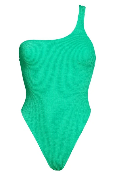Shop Good American Always Fits One-shoulder One-piece Swimsuit In Summer Green002