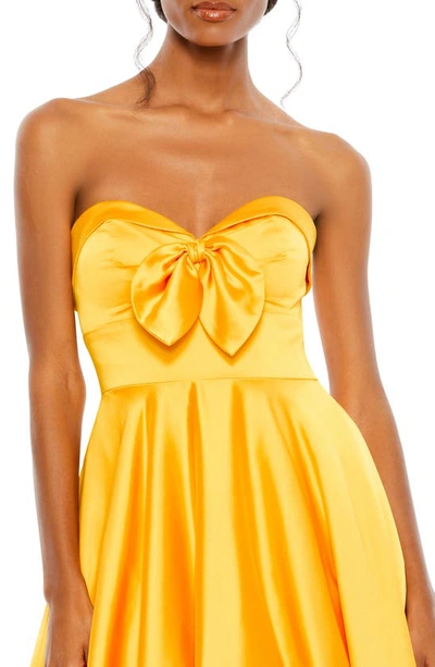 Shop Mac Duggal Strapless Sweetheart Neck Satin Gown In Marigold