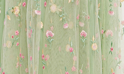 Shop Mac Duggal Embroidered Flutter Sleeve Midi Dress In Sage