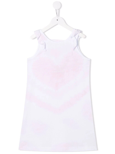 Shop Givenchy Kids Jersey Dress With  Tie-dye Heart Print In Marshmallow