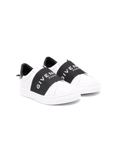 Shop Givenchy Kids White Urban Street Sneakers With Black Band In Bianco