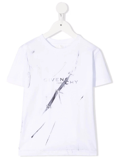 Shop Givenchy White  Kids T-shirt With Trompe-l Il Effect In Bianco