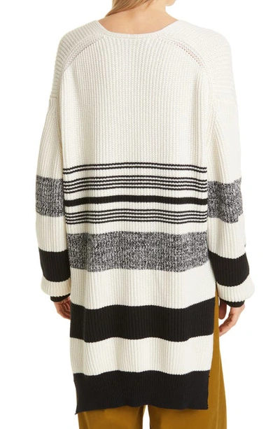 Shop Proenza Schouler White Label Stripe Oversize V-neck Sweater In Ecru/ Black