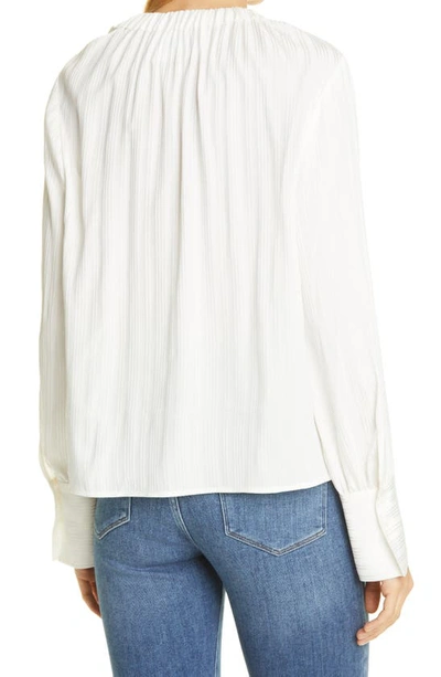Shop Frame Shirred Neck Stretch Silk Blouse In Off White