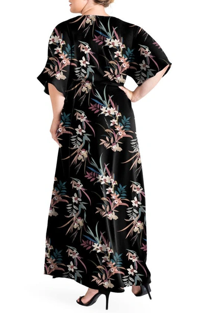 Shop Standards & Practices Short Sleeve Wrap Maxi Dress In Blackwhite