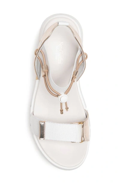 Shop Nerogiardini Sporty Platform Sandal In White/ Gold