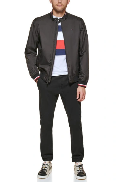 Tommy Hilfiger Men's Lightweight Spring Bomber Jacket In Black