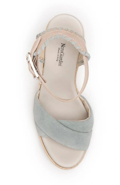Shop Nerogiardini Espadrille Wedge Sandal In Pale Blue