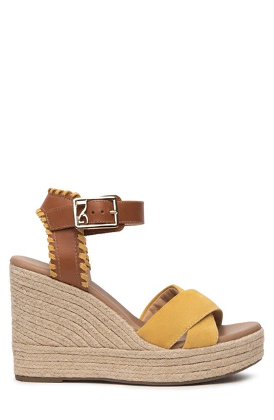 Nerogiardini Whipstitch Espadrille Wedge Sandals In Sun Yellow