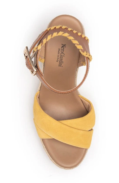 Nerogiardini Whipstitch Espadrille Wedge Sandals In Sun Yellow