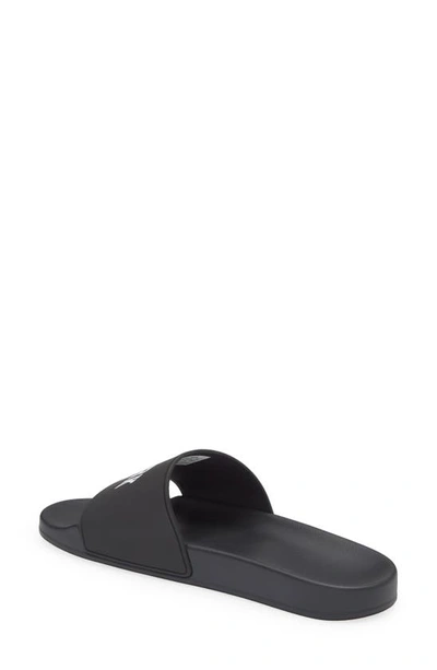 Shop Balenciaga Cities Pool Slide Sandal In Black/ White