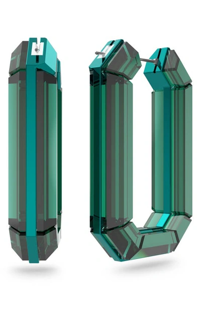 Shop Swarovski Lucent Hoop Earrings In Emerald