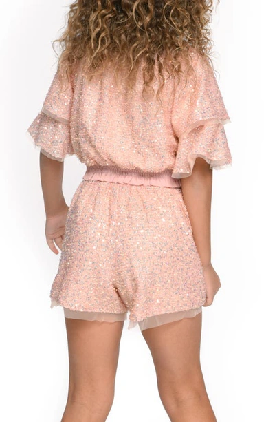 Shop Hannah Banana Kids' Sequin Crop Top & Shorts Set In Blush