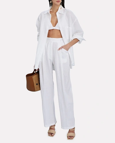 Shop Aexae Oversized Linen Shirt In White