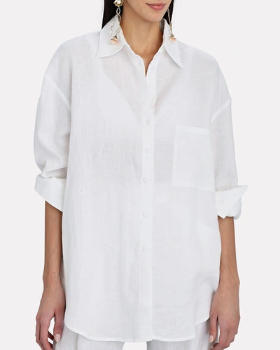Shop Aexae Oversized Linen Shirt In White