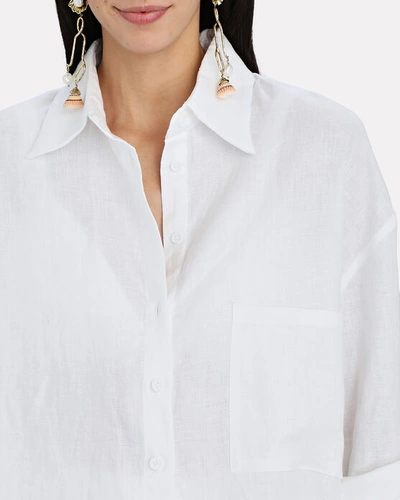 Shop Aexae Oversized Linen Shirt In White