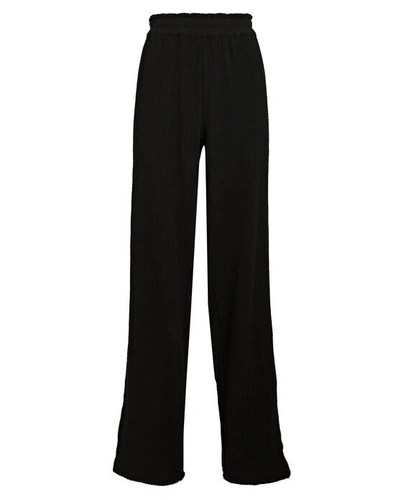 Shop Rails Leon Cotton Gauze Straight-leg Pants In Black
