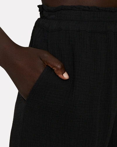 Shop Rails Leon Cotton Gauze Straight-leg Pants In Black