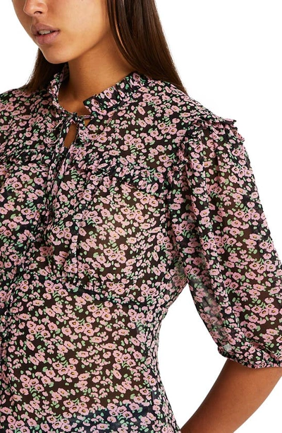 Shop River Island Floral Frill Top In Pink