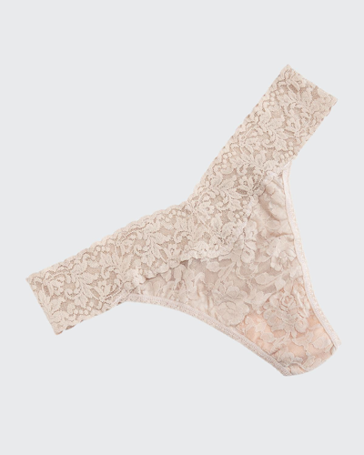 Shop Hanky Panky Stretch Lace Traditional-rise Thong In Chai