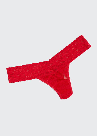 Shop Hanky Panky Signature Lace Low-rise Thong In Red