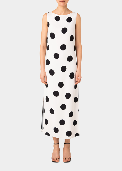 Shop Akris Punto Bicolor Polka Dot Side-slit Maxi Dress In Black Cream