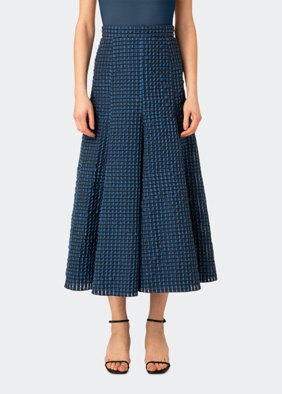 Shop Akris Punto Seersucker Check Maxi Skirt In Denim Black