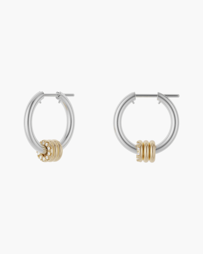 Shop Spinelli Kilcollin Ara Sg Deux Hoop Earrings | Diamonds/sterling Silver/yellow Gold In White Gold/yellow
