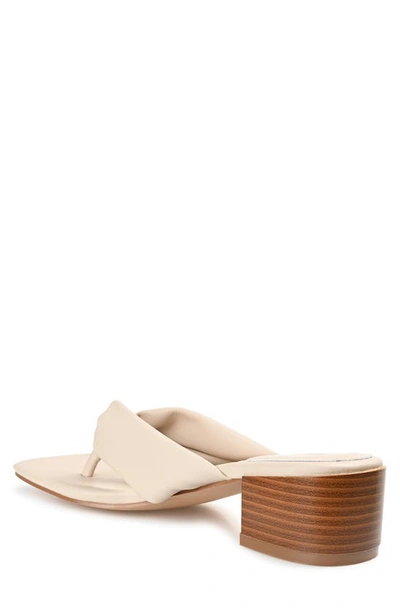 Journee Collection Seelah Womens Faux Leather Thong Block Heels In Bone