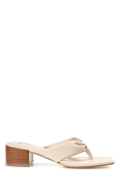 Journee Collection Seelah Womens Faux Leather Thong Block Heels In Bone