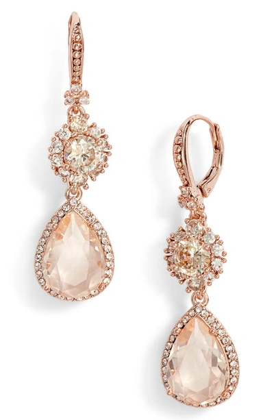 Shop Marchesa Double Drop Earrings In Silk/ Rose Gold