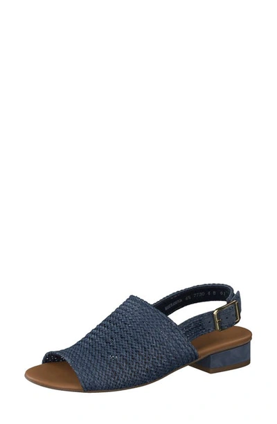 Paul Green Helena Woven Leather Block Heel Sandal In Indigo Woven Sport  Nubuck | ModeSens