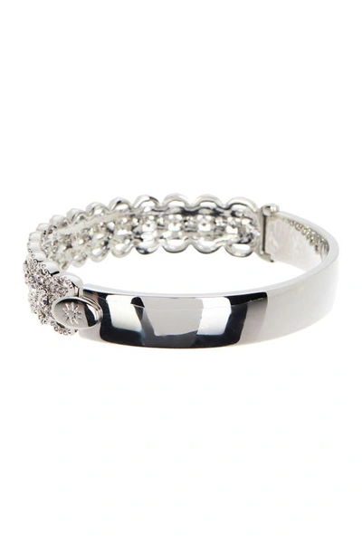 Shop Marchesa Pave Crystal Filigree Bangle Bracelet In Silver/crystal