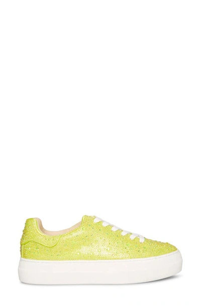 Shop Betsey Johnson Sidny Crystal Pavé Platform Sneaker In Bright Citron