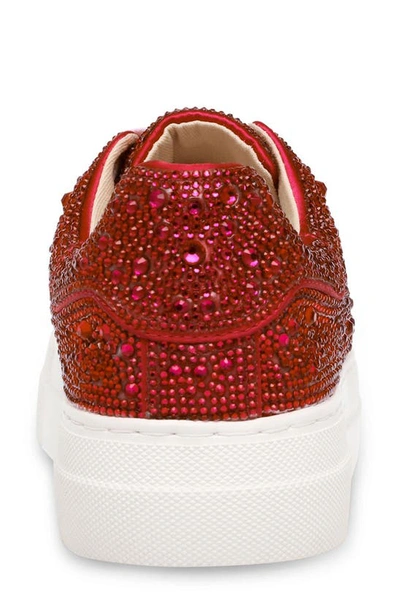 Shop Betsey Johnson Sidny Crystal Pavé Platform Sneaker In Red