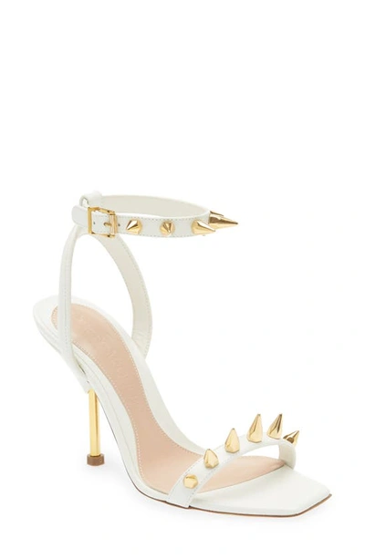 Shop Alexander Mcqueen Punk Stud Ankle Strap Sandal In New Ivory/ Gold