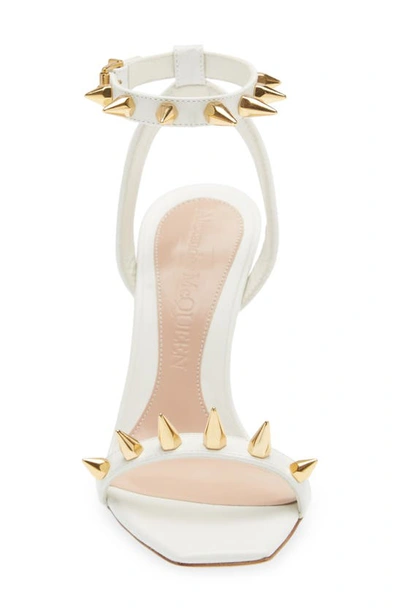 Shop Alexander Mcqueen Punk Stud Ankle Strap Sandal In New Ivory/ Gold