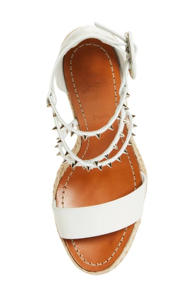 Shop Christian Louboutin Chocazeppa Spikes Espadrille Sandal In Bianco