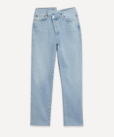 Shop Agolde Women's Crisscriss Cross Straight Mid-rise Jeans In Dimension