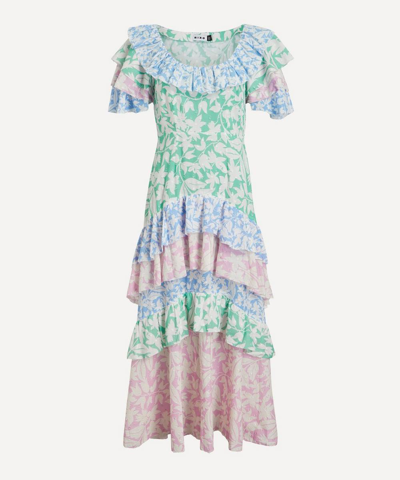 Rixo London Benita Tiered Floral-print Fil Coupé Cotton-voile Maxi Dress In Multicoloured Floral Print