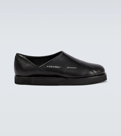 Shop A-cold-wall* Leather Slippers In Black