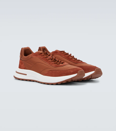 Shop Loro Piana Weekend Walk Suede Sneakers In Rust