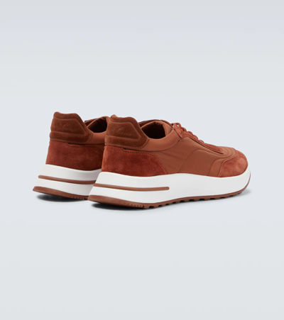 Shop Loro Piana Weekend Walk Suede Sneakers In Rust