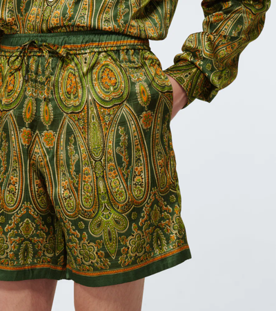 Shop Amiri Tapestry Printed Bermuda Shorts In Green