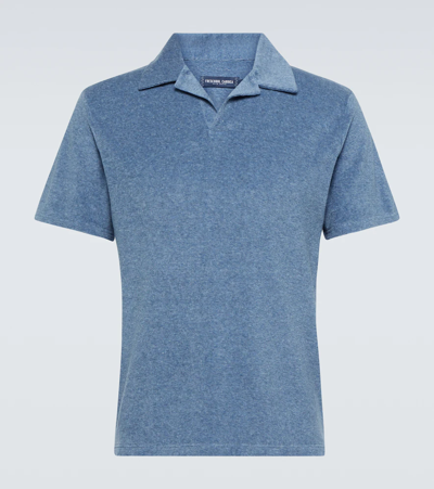 Shop Frescobol Carioca Short-sleeved Polo Shirt In Serene Blue