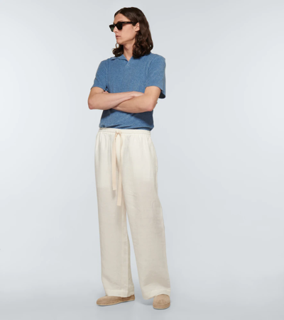 Shop Frescobol Carioca Short-sleeved Polo Shirt In Serene Blue